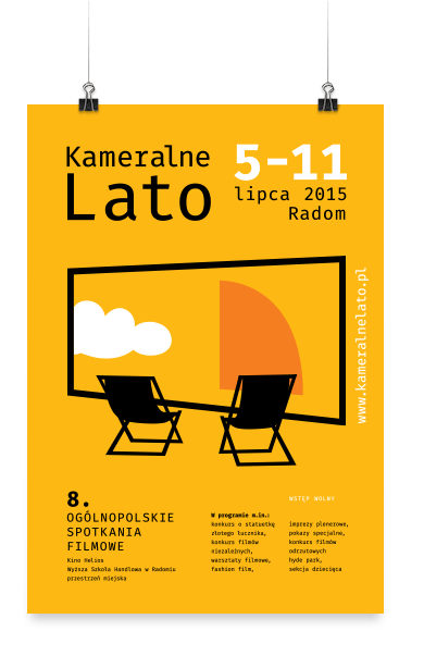 Kameralne Lato, festiwal filmowy, plakat, poster, folder, layout, ulotki, logo, web design, corporate identity, grafik, graphic designer