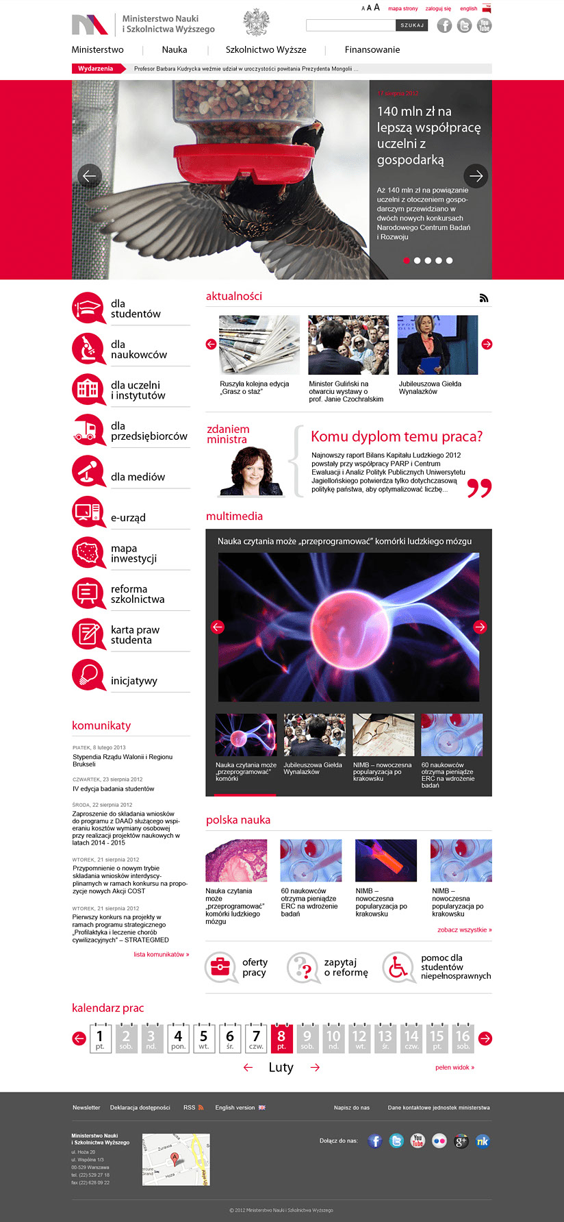 Ministerstwo Nauki i Szkolnictwa Wyższego, MNiSW, website layout, strony internetowe, web design, grafik, graphic designer