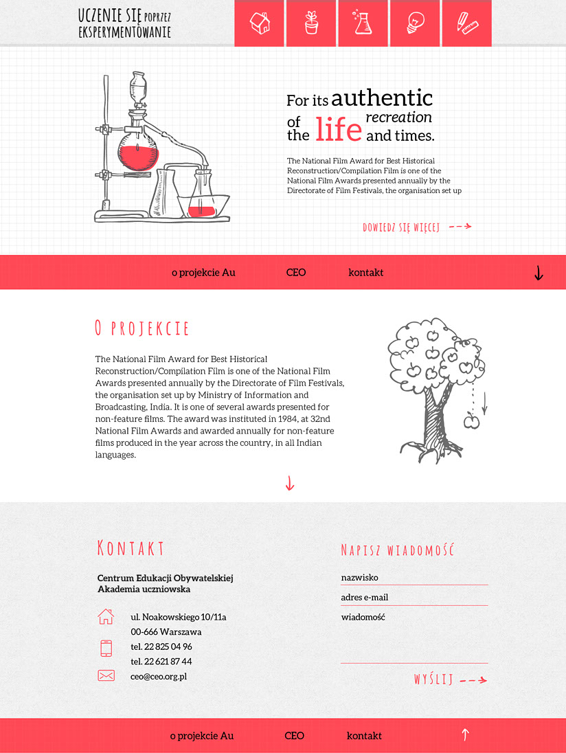 Uczenie się przez eksperymentowanie, website layout, strony internetowe, web design, grafik, graphic designer
