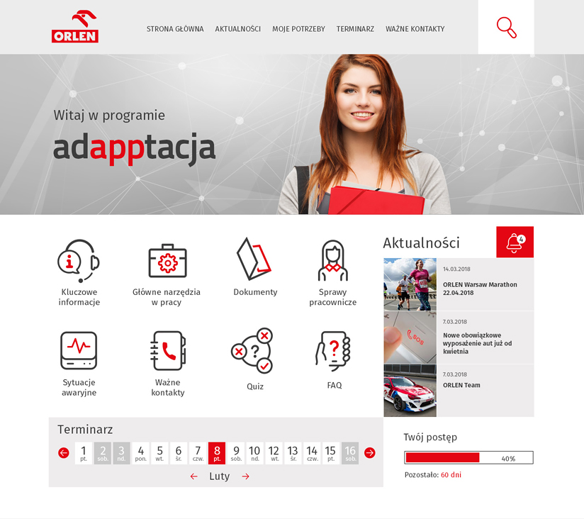 Orlen, program adaptacji, website layout, strony internetowe, web design, grafik, graphic designer