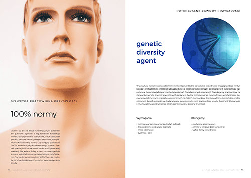 Pracownik przyszłości, raport, layout, ulotki, logo, web design, identyfikacja wizualna, corporate identity, grafik, graphic designer