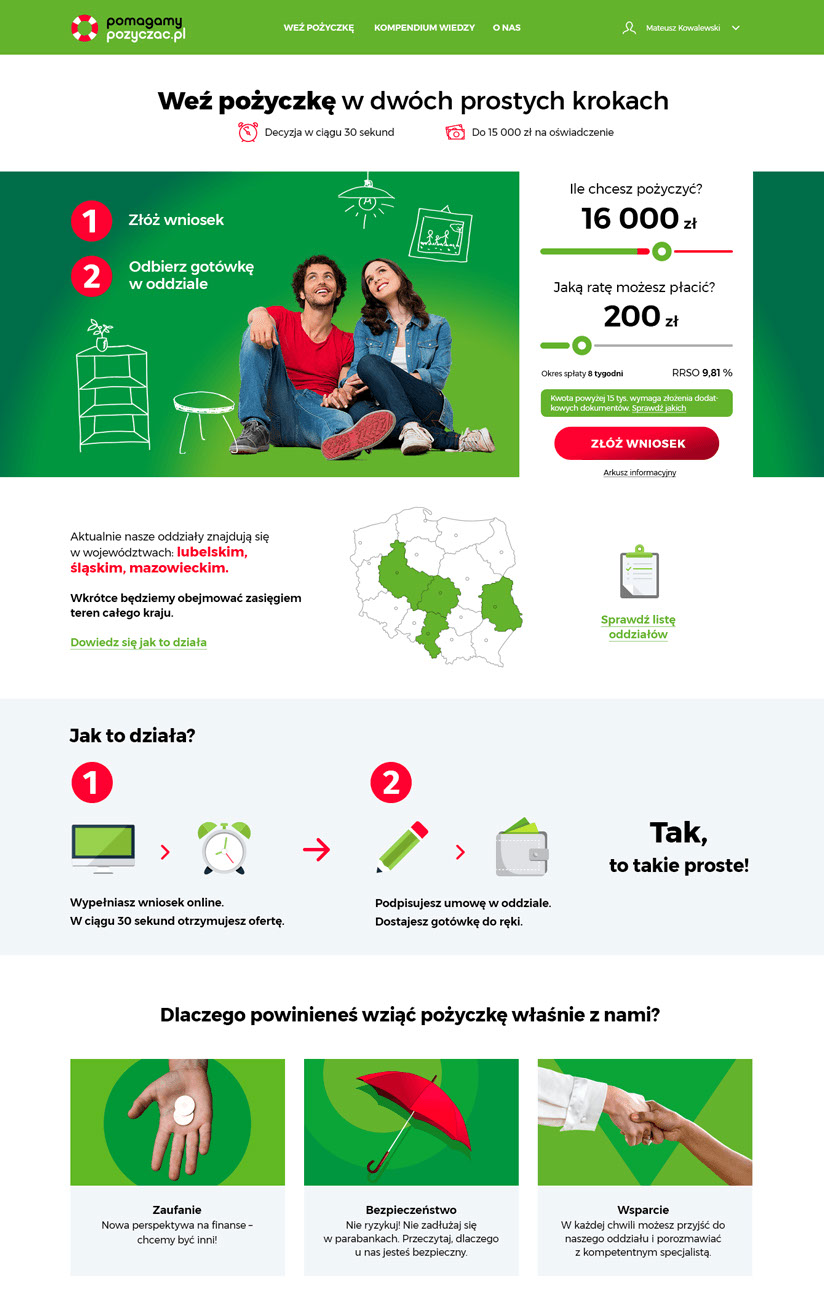 pomagamy pożyczać, website layout, strony internetowe, web design, grafik, graphic designer