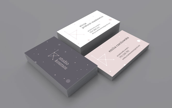 Studio Kosmos, projektowanie wnętrz, wizytówki, logo, corporate identity, CI, identyfikacja wizualna, grafik, graphic designer